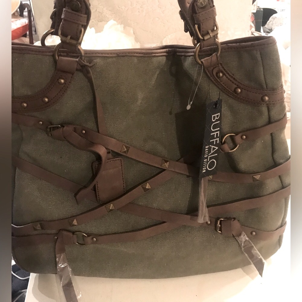 NEW BUFFALO VEGAN David Bitton TATUM, boho chic natural green tone